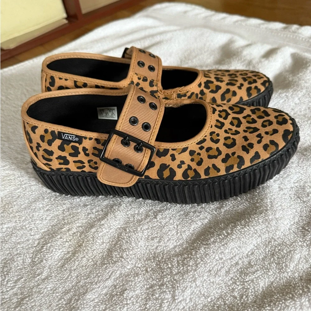 Vans Mary Jane Creeper Shoe Grunge Core Tan Leopard - Picture 4 of 7